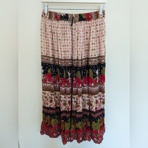 Vintage boho midi skirt Large